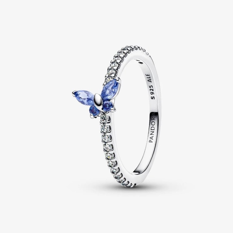 BAGUE PAPILLON BLEU SCINTILLANTE T54