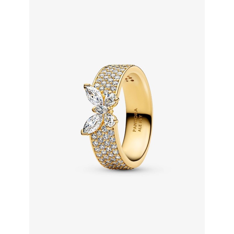 BAGUE COCKTAIL PAPILLON SCINTILLANT DORÉE T52