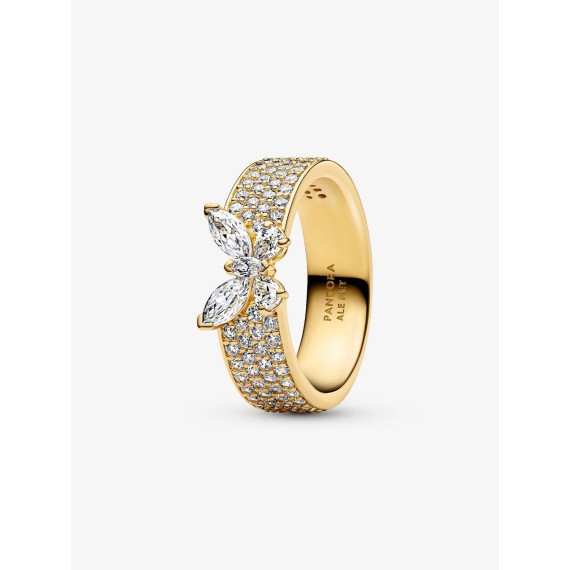 BAGUE COCKTAIL PAPILLON SCINTILLANT DORÉE T52