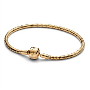 BRACELET MAILLE SERPENT FERMOIR BARILLET DORÉ 19CM