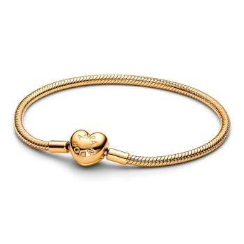 BRACELET MAILLE SERPENT FEERMOIR COEUR DORÉ 17CM