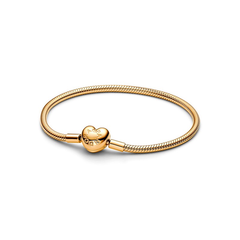 BRACELET MAILLE SERPENT FEERMOIR COEUR DORÉ 17CM