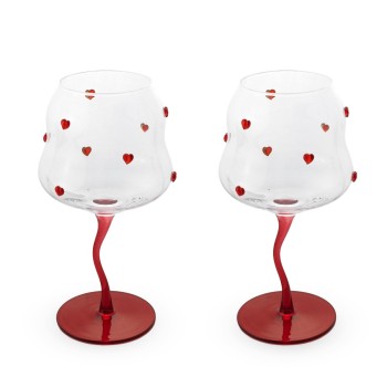 SET 2 VERRES COCKTAIL COEUR ROUGE