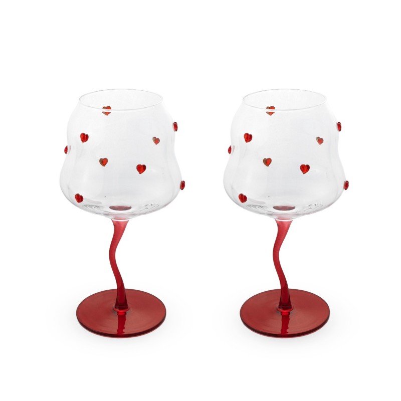 SET 2 VERRES COCKTAIL COEUR ROUGE