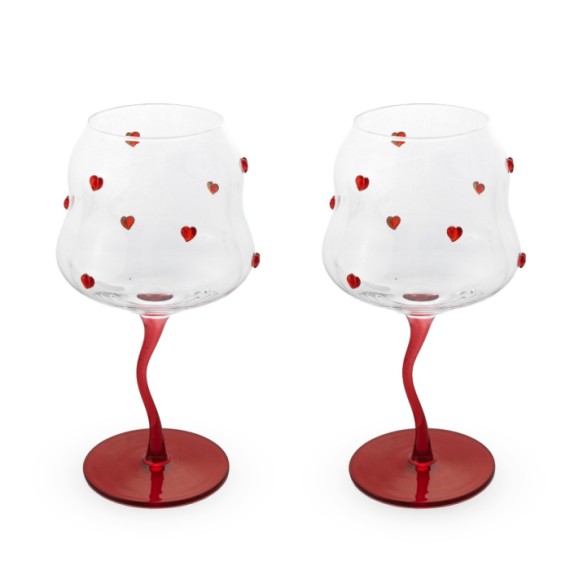 SET 2 VERRES COCKTAIL COEUR ROUGE
