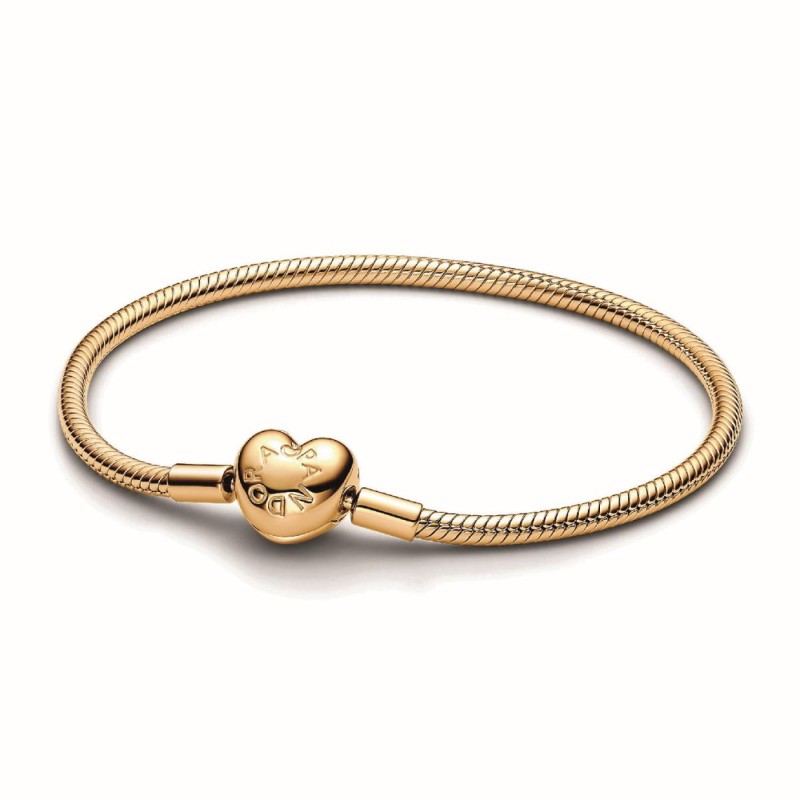 BRACELET MAILLE SERPENT FERMOIR COEUR DORÉ 20CM