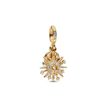 CHARM PENDANT DOUBLE FEU D ARTIFICE SCINTILLANT DORÉ