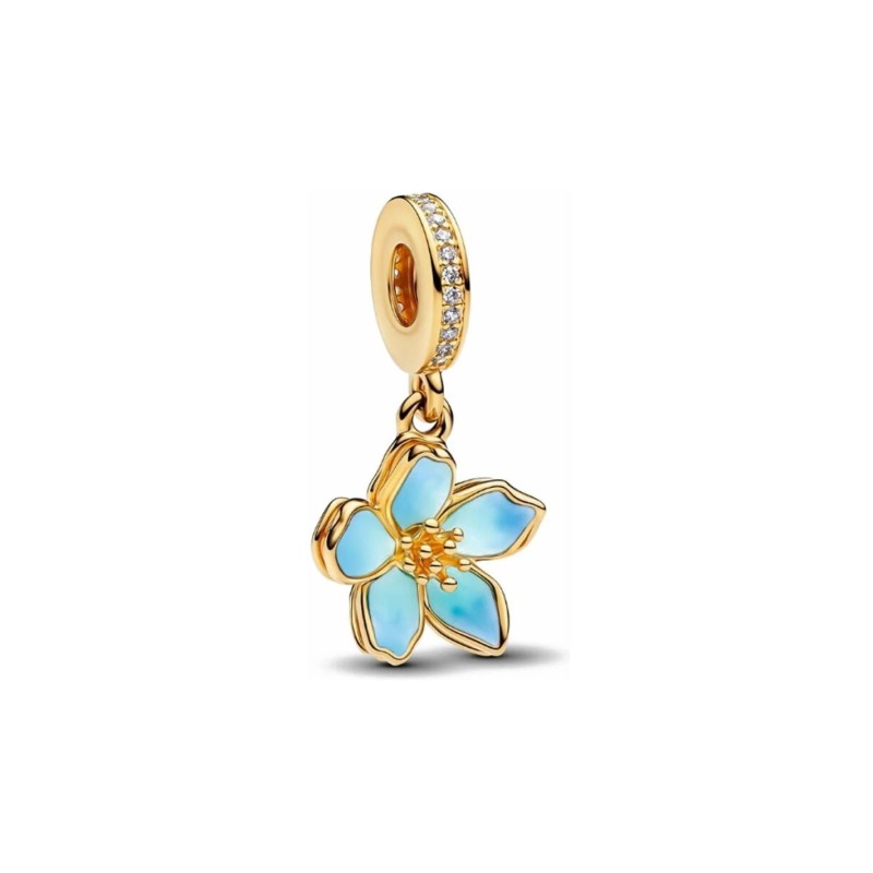 CHARM PENDANT FLEUR BLEUE DORÉ