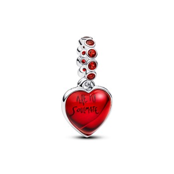 CHARM PENDANT DOUBLE COEUR MURANO ROUGE