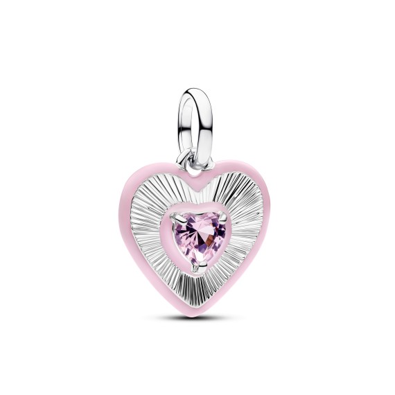 CHARM MÉDAILLON COEUR ROSE RAYONNANT