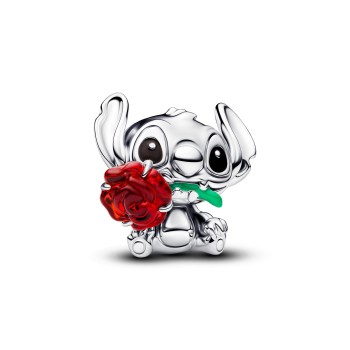 CHARM DISNEY STITCH ET ROSE EN VERRE DE MURANO