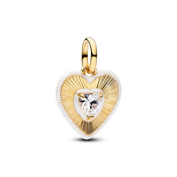 CHARM MÉDAILLON COEUR BLANC RAYONNANT DORÉ