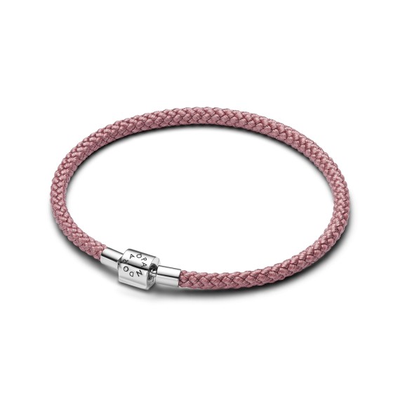 594530C01-S2 STERLING SILVER BRACELET WITH SHIMMERING PINK CORD