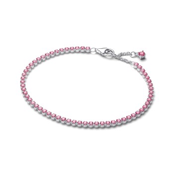 593927C02-18 STERLING SILVER TENNIS BRACELET WITH FANCY PINK CUBIC ZIRCONIA