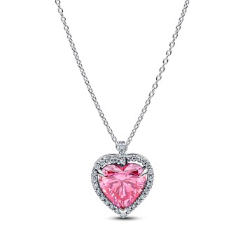 COLLIER COEUR HALO ROSE