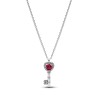 COLLIER CLÉ COEUR SURÉLEVÉ ROUGE