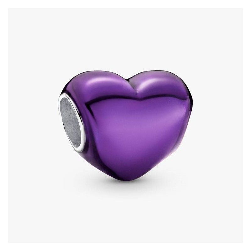 CHARM COEUR VIOLET MÉTALLIQUE