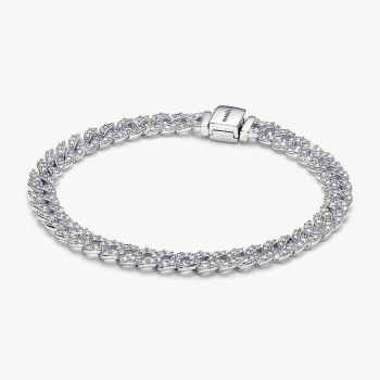 BRACELET MAILLE CUBAINE PAVÉ 18CM