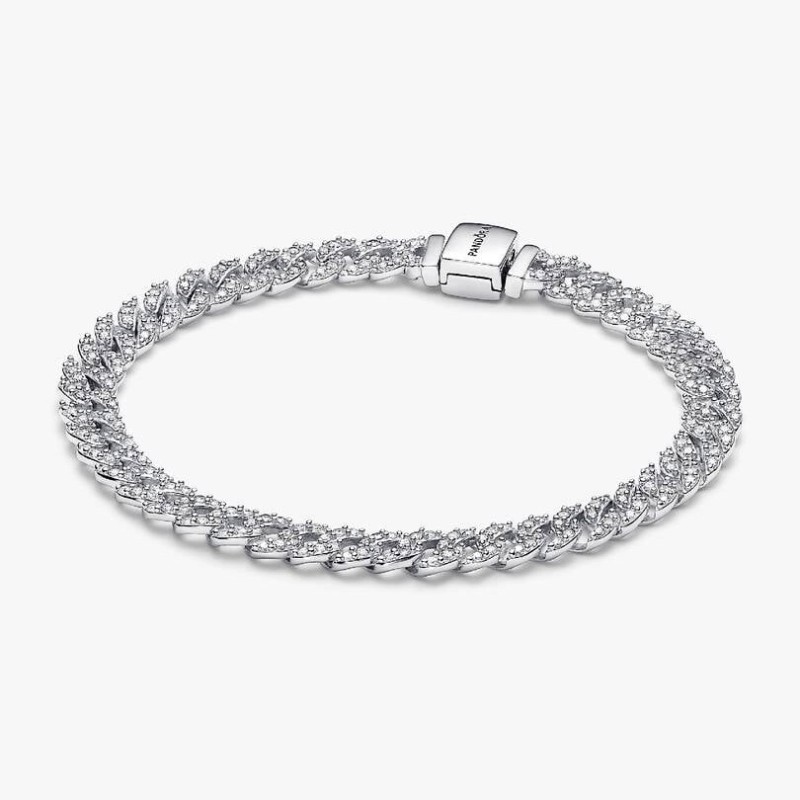 BRACELET MAILLE CUBAINE PAVÉ 18CM