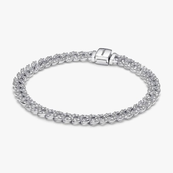 BRACELET MAILLE CUBAINE PAVÉ 18CM