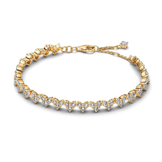 BRACELET COEURS TRIOS DE PIERRES DORÉ 18CM