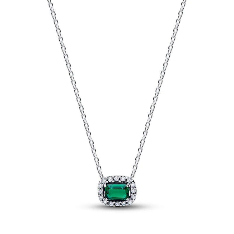 COLLIER HALO VERT SCINTILLANT RECTANGULAIRE