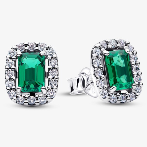 CLOUS D OREILLES HALO VERT SCINTILLANT RECTANGULAIRE