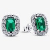 CLOUS D OREILLES HALO VERT SCINTILLANT RECTANGULAIRE