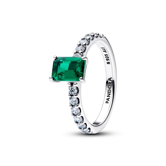 BAGUE HALO VERT SCINTILLANT RECTANGULAIRE T56