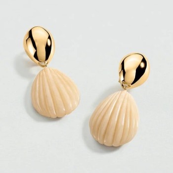 BOUCLES D OREILLES PENDANTES MADELEINE - IVOIRE/DORÉ