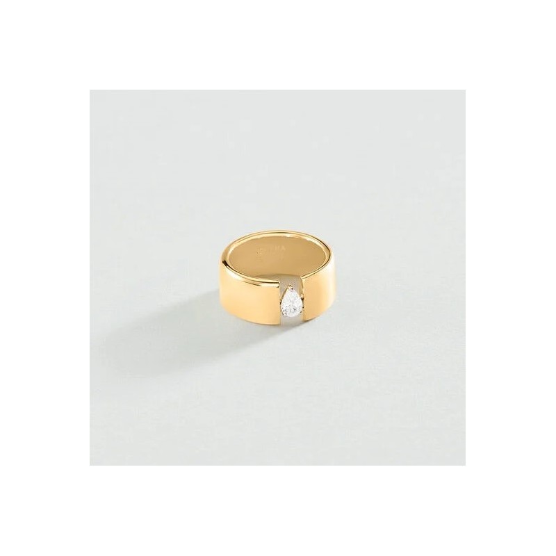 BAGUE LARGE JADE - DORÉ T60