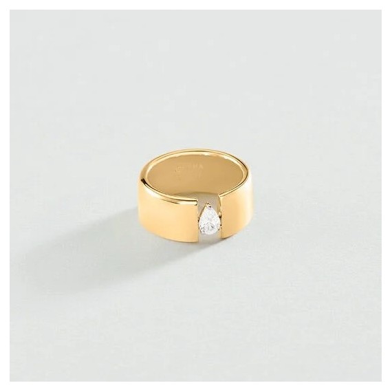 BAGUE LARGE JADE - DORÉ T60
