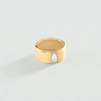 BAGUE LARGE JADE - DORÉ T58