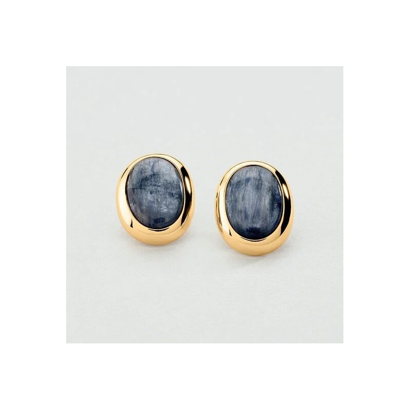 BOUCLES D OREILLES CLIPS LA RIVIERA - BLEU/DORÉ