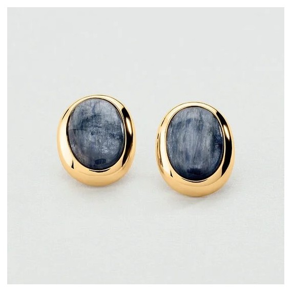 BOUCLES D OREILLES CLIPS LA RIVIERA - BLEU/DORÉ