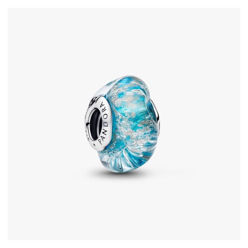 CHARM VERRE DE MURANO TURQUOISE ET PAILLETTES