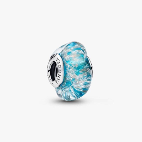 CHARM VERRE DE MURANO TURQUOISE ET PAILLETTES