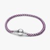 BRACELET DORÉ MAILLE VÉNITIENNE ET CORDON VIOLET 19CM
