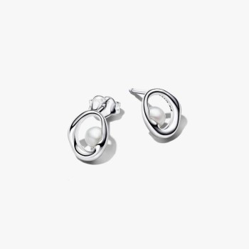 CLOUS D OREILLES OVALE ORGANIQUE ET PERLE
