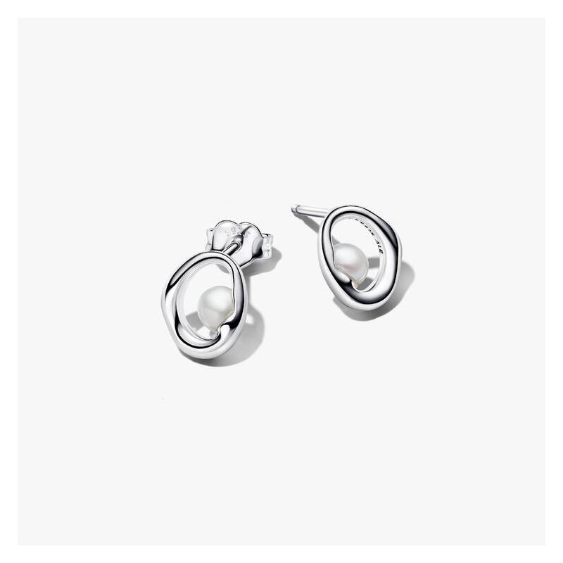 CLOUS D OREILLES OVALE ORGANIQUE ET PERLE