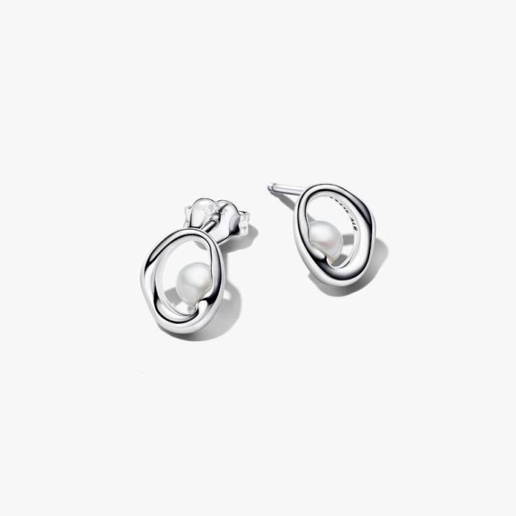 CLOUS D OREILLES OVALE ORGANIQUE ET PERLE