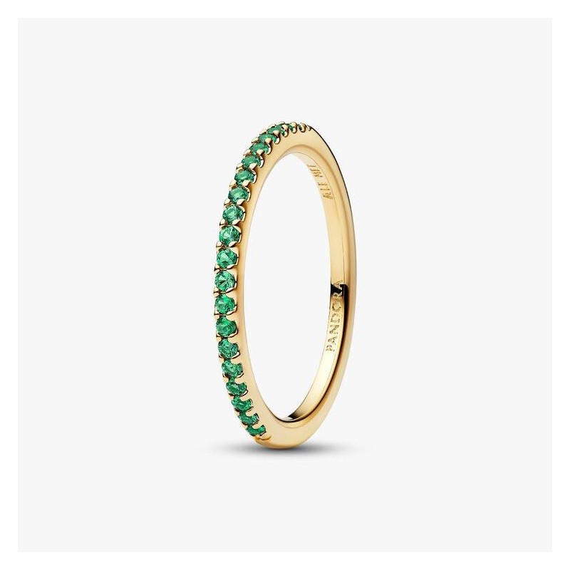 ANNEAU DEMI-ÉTERNITÉ VERT SCINTILLANT DORÉ T52