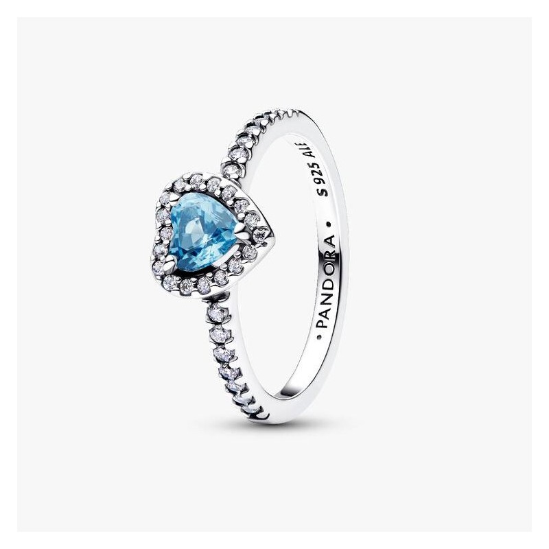 BAGUE COEUR BLEU CLAIR SURÉLEVÉ T52