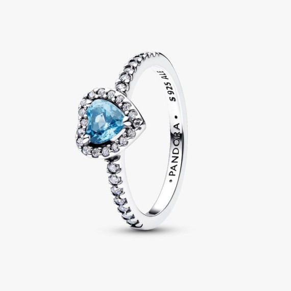 BAGUE COEUR BLEU CLAIR SURÉLEVÉ T52