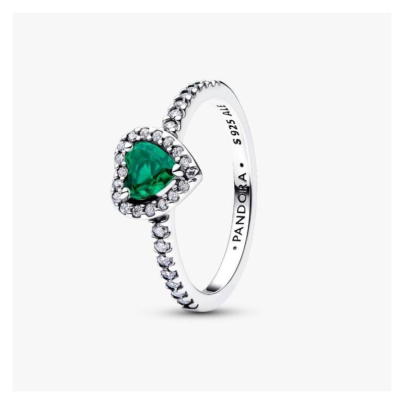 BAGUE COEUR VERT ROYAL SURÉLEVÉ T56