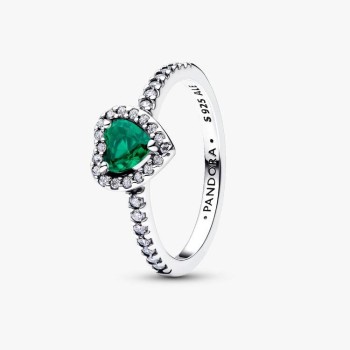 BAGUE COEUR VERT ROYAL SURÉLEVÉ T54