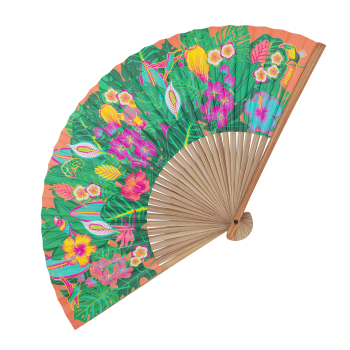 ÉVENTAIL EN PAPIER ET BAMBOU - TROPICAL