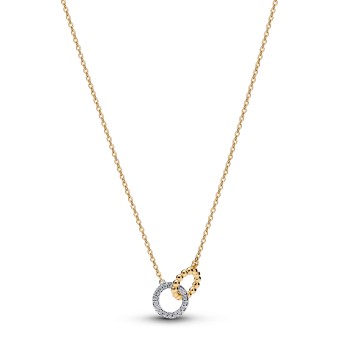 COLLIER CERCLES IMBRIQUÉS PAVÉ ET SPHÈRE BIMATIÈRE