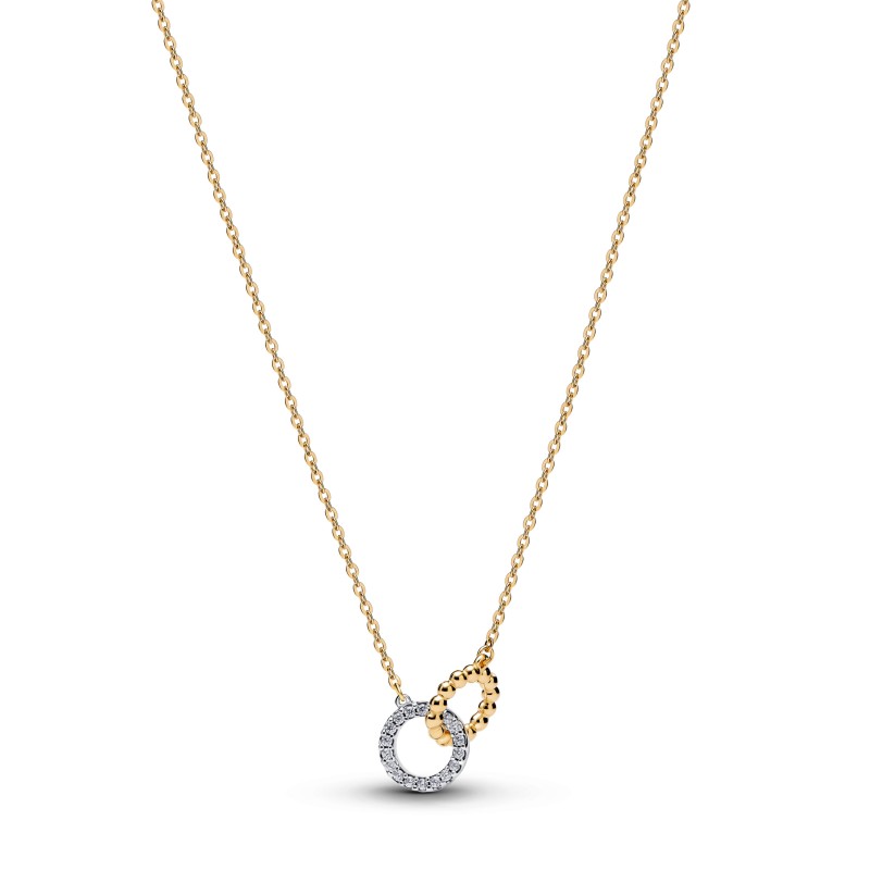 COLLIER CERCLES IMBRIQUÉS PAVÉ ET SPHÈRE BIMATIÈRE