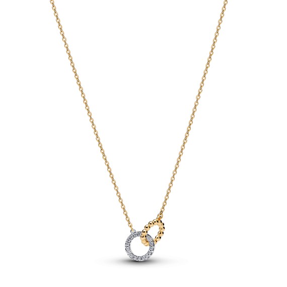 COLLIER CERCLES IMBRIQUÉS PAVÉ ET SPHÈRE BIMATIÈRE